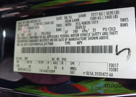 2017 Lincoln Mkc Reserve from USA, damaged, VIN 5LMTJ3DH9HUL21768